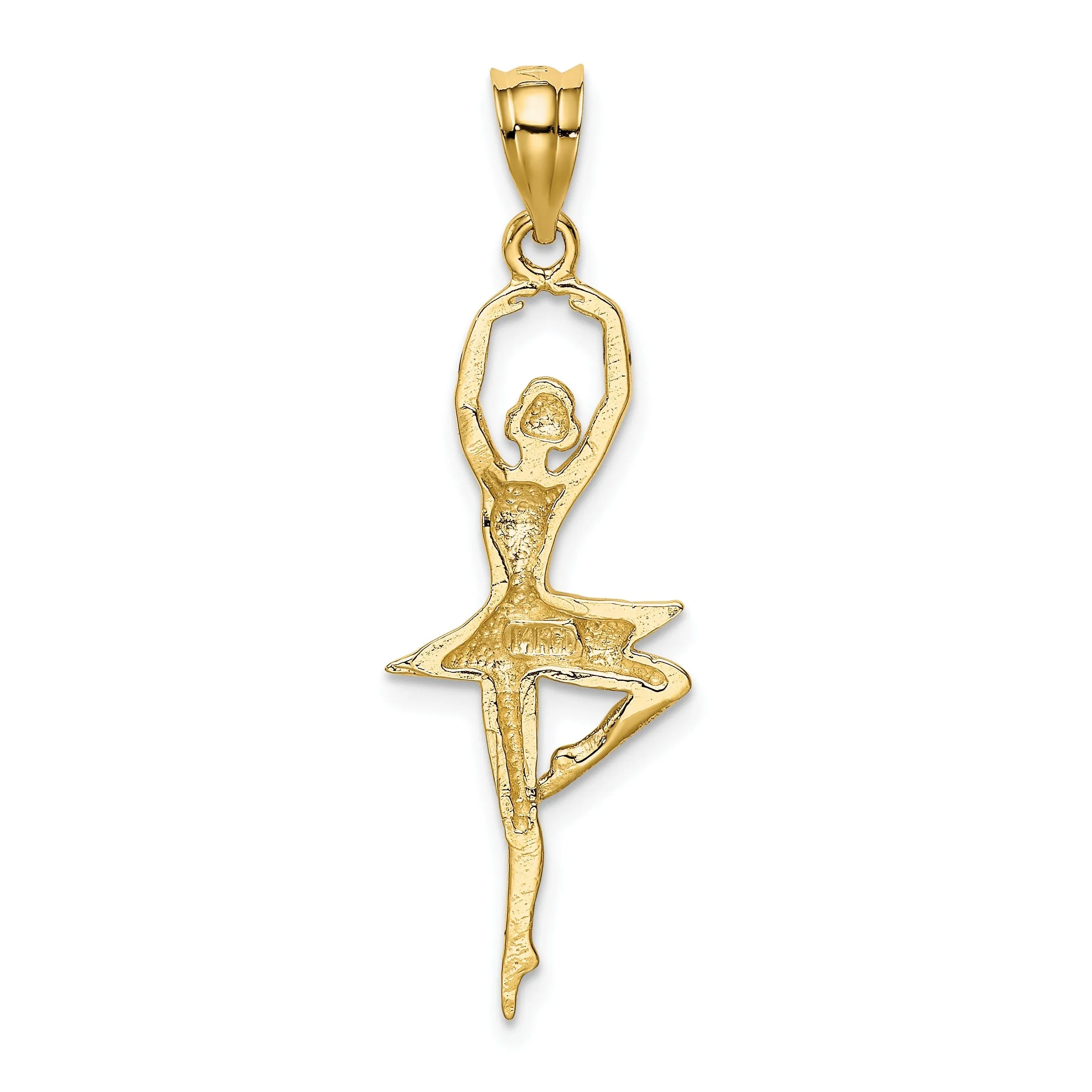 14k Yellow Gold Solid Large Ballerina Pendant