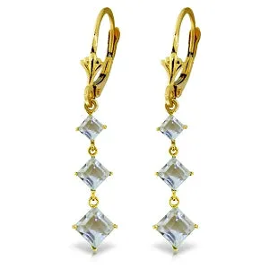 4.79 Carat 14K Solid Yellow Gold Waterdrops Aquamarine Earrings