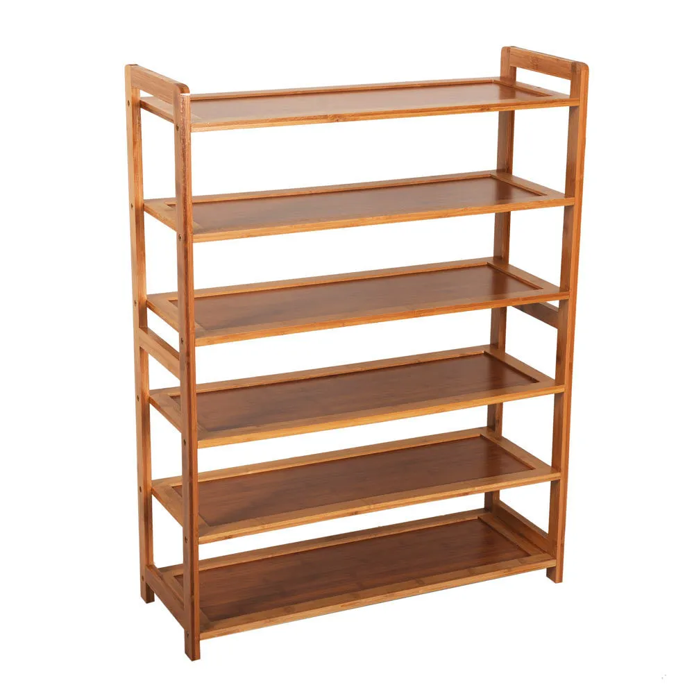 6-Tier Bamboo Shoe Rack for Entryway Storage