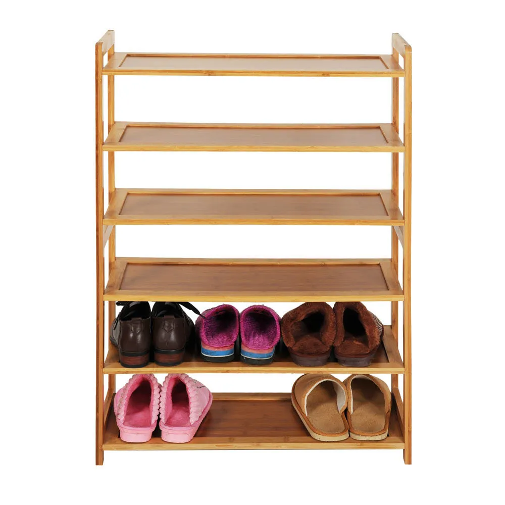 6-Tier Bamboo Shoe Rack for Entryway Storage