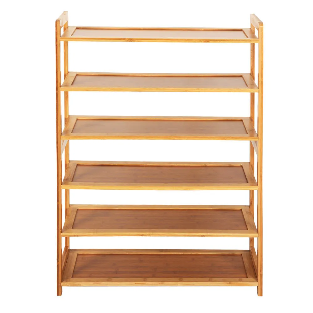 6-Tier Bamboo Shoe Rack for Entryway Storage