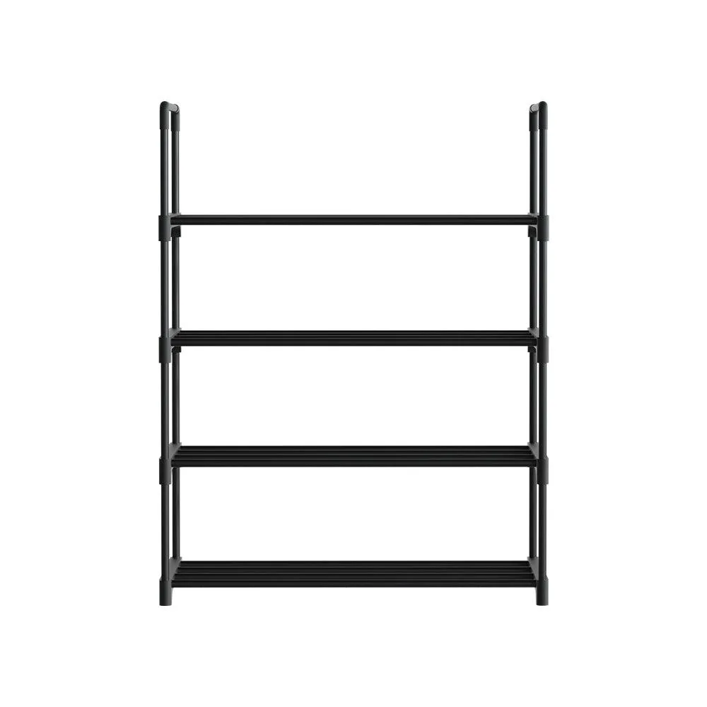 Artiss Shoe Rack Stackable Shelves 4 Tiers 55cm Shoes Storage Stand Black