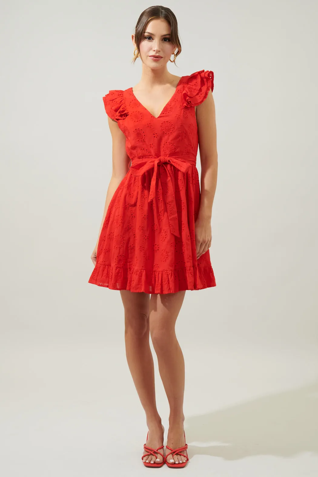 Aurellia Ruffle Eyelet Mini Dress