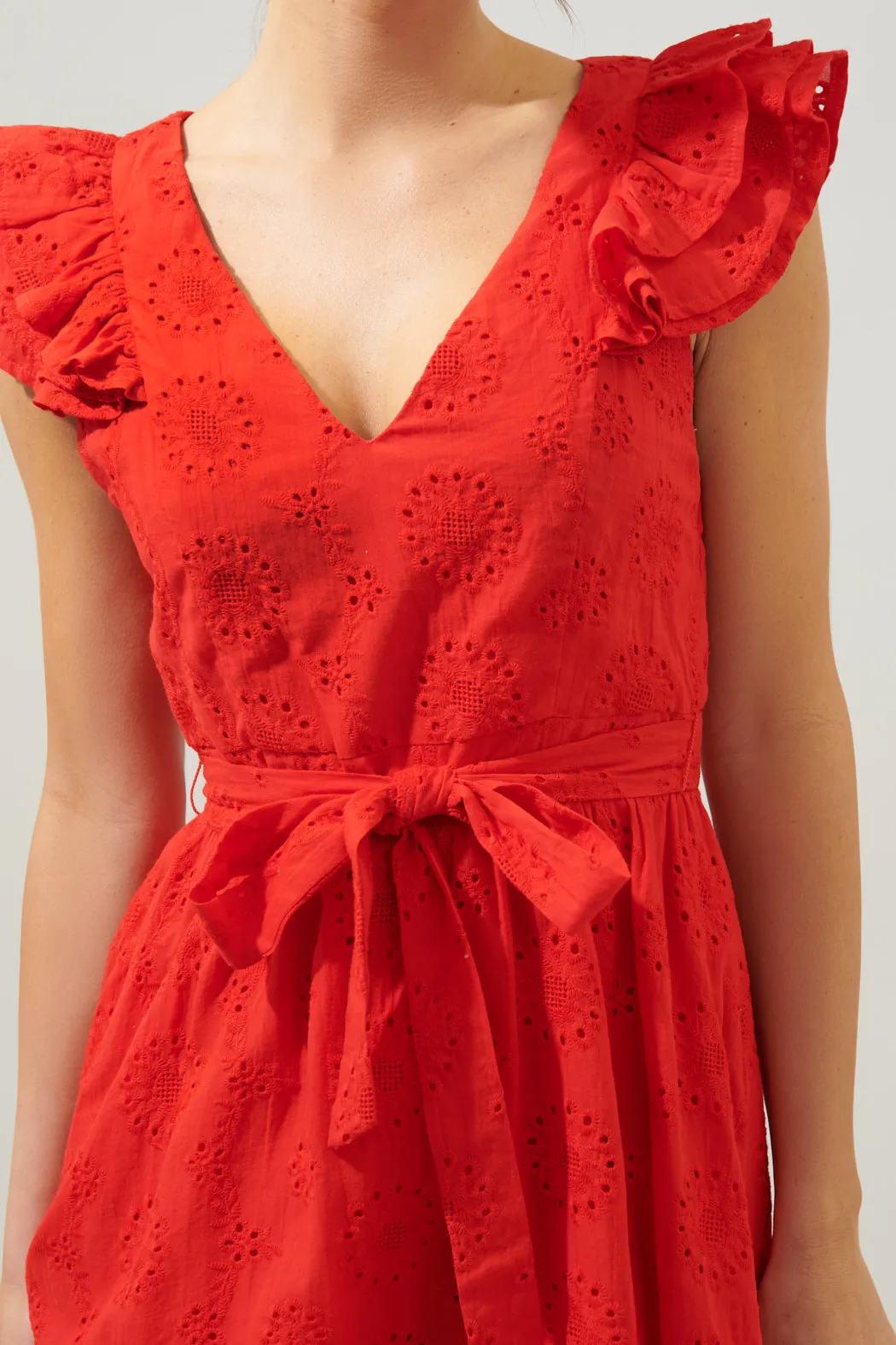 Aurellia Ruffle Eyelet Mini Dress