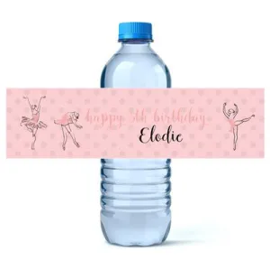 Ballerina Classy Birthday Water Bottle Labels