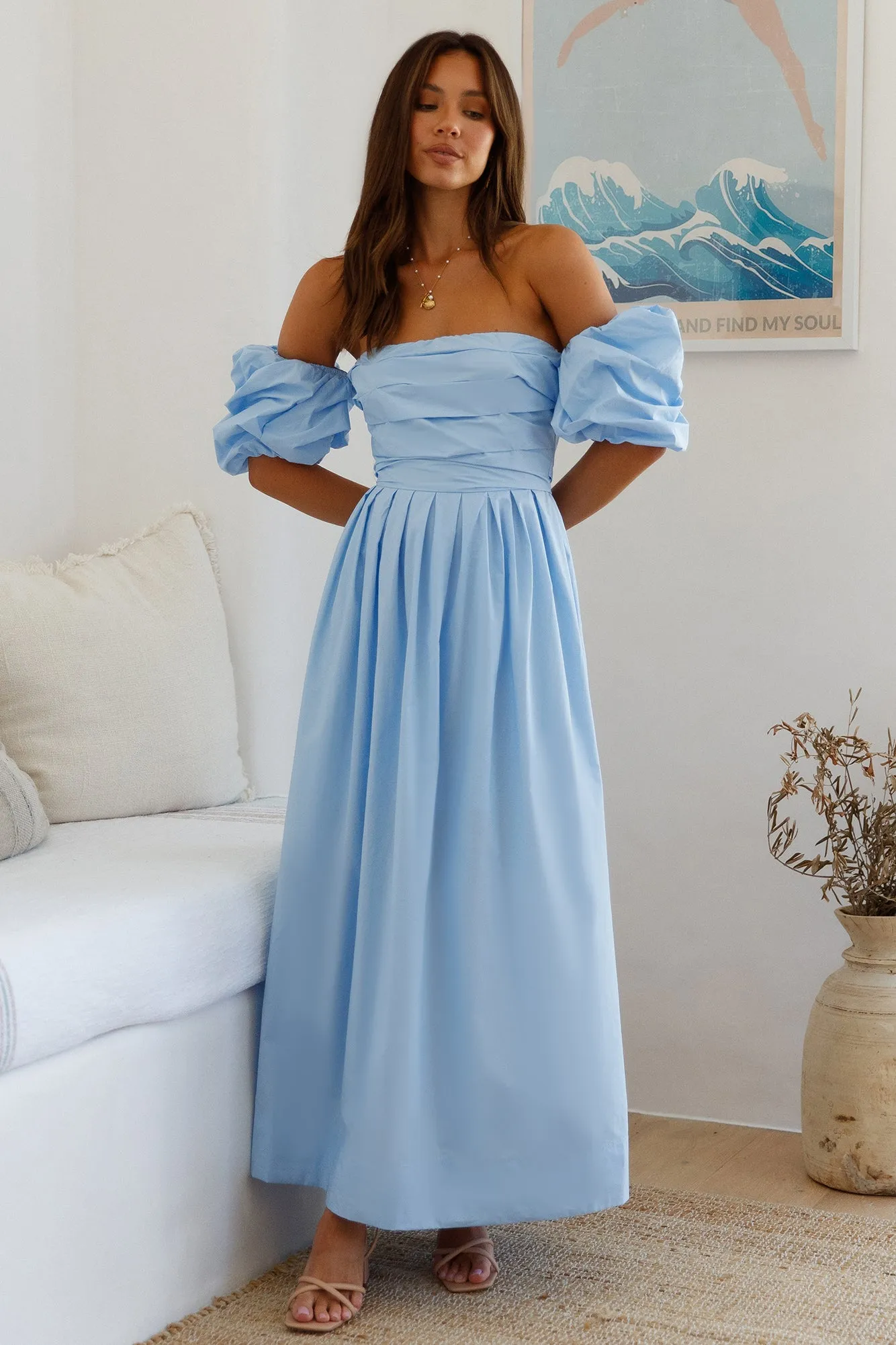 Bella Off Shoulder Maxi Dress Blue