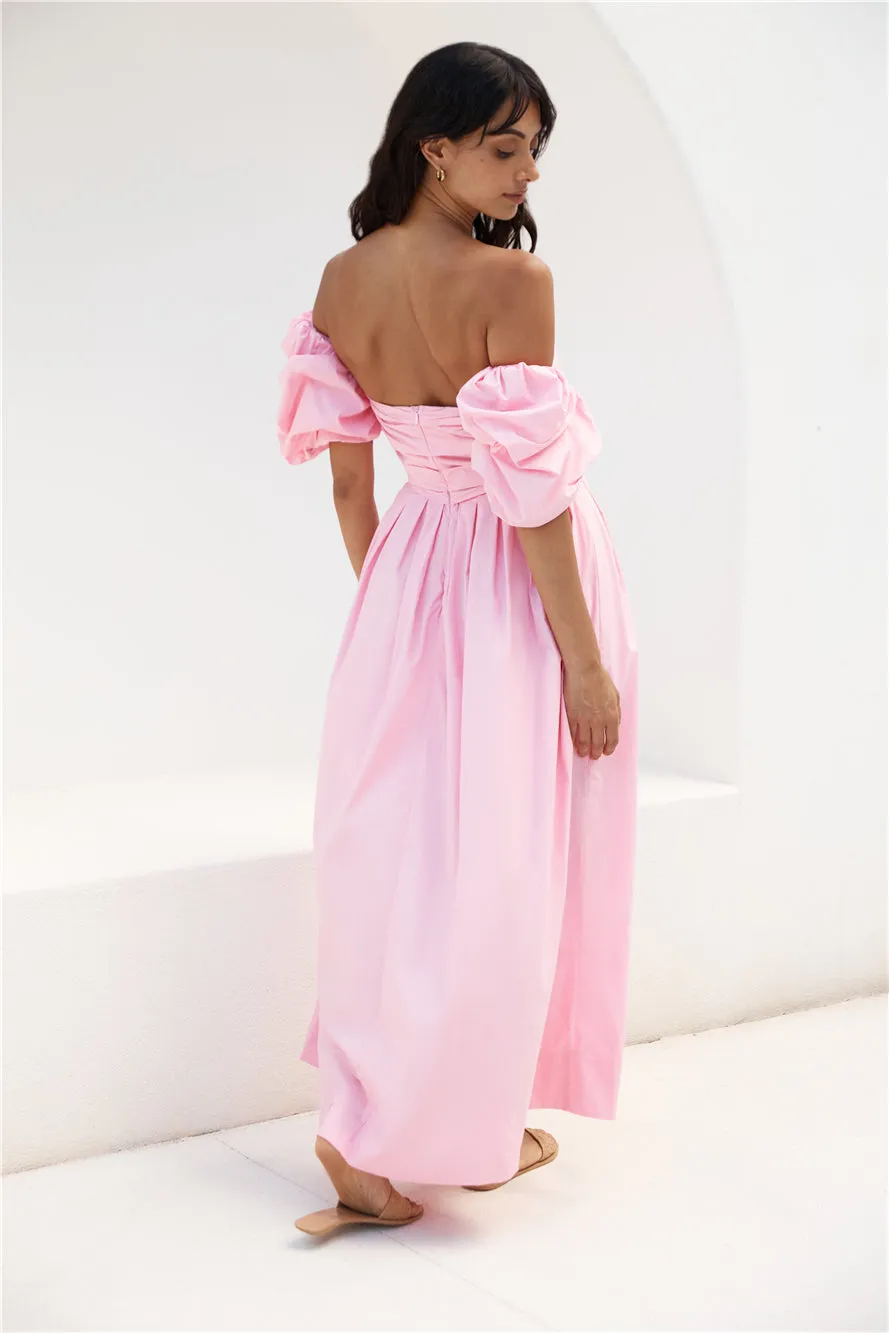 Bella Off-Shoulder Maxi Dress Pink