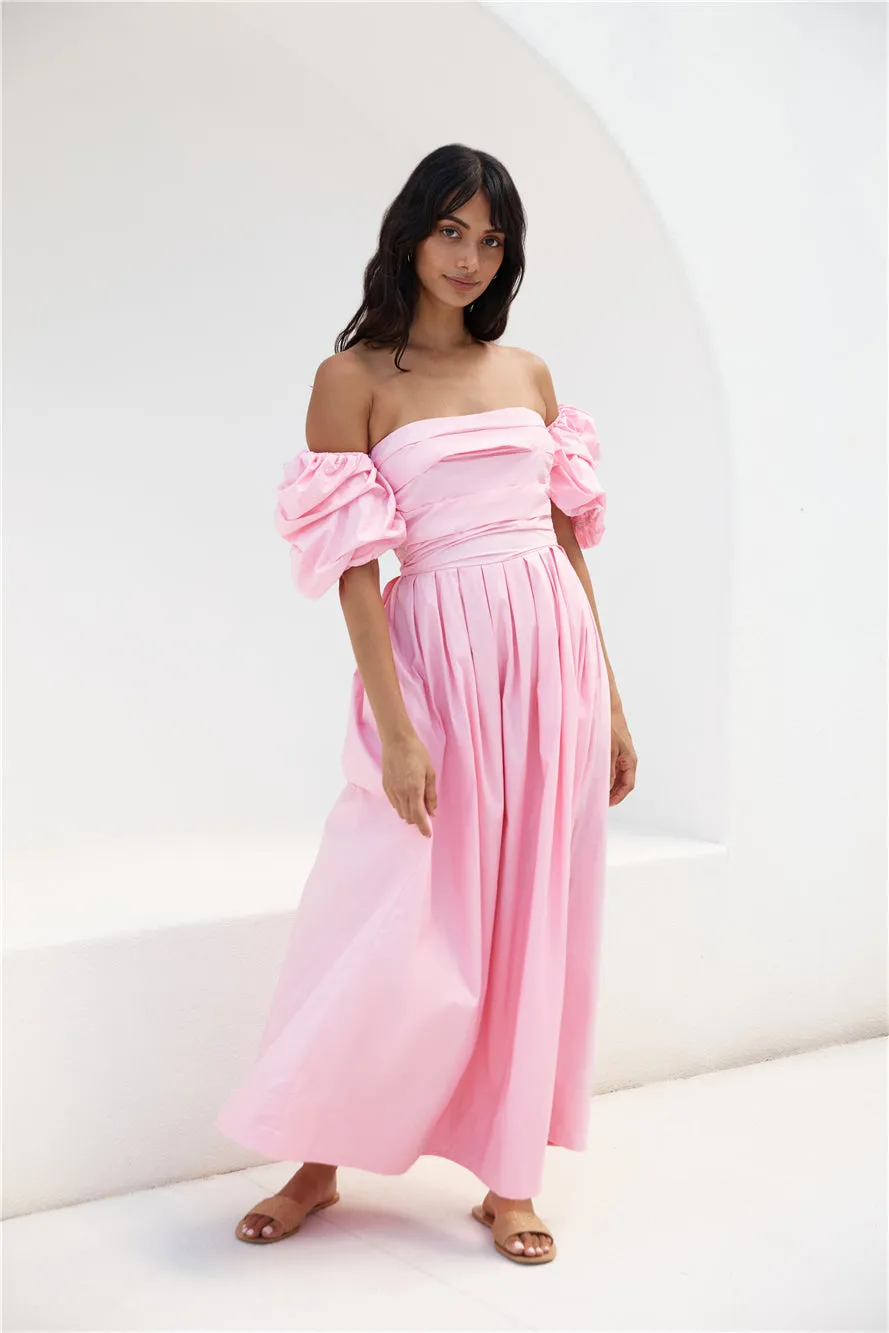 Bella Off-Shoulder Maxi Dress Pink