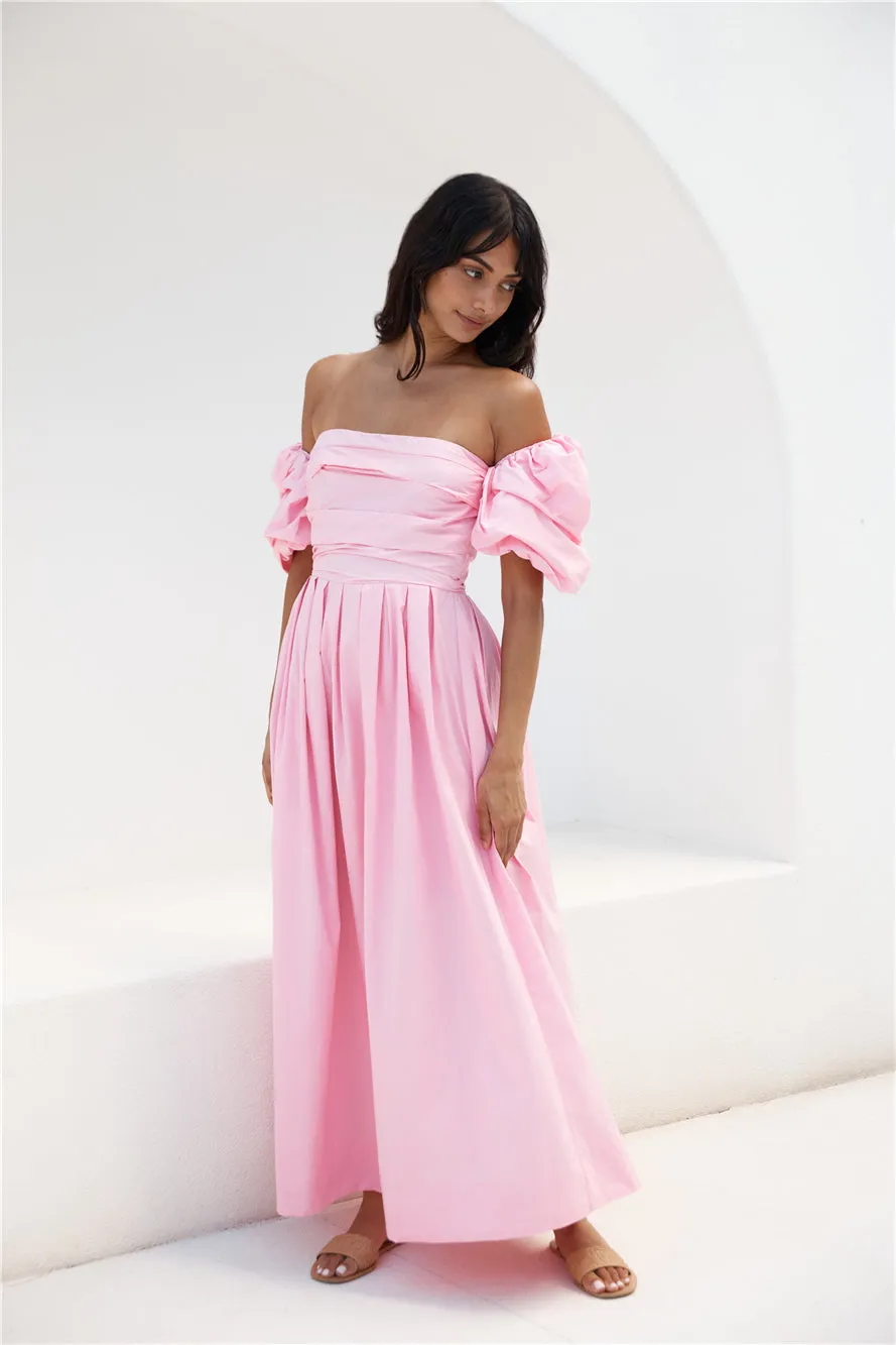 Bella Off-Shoulder Maxi Dress Pink