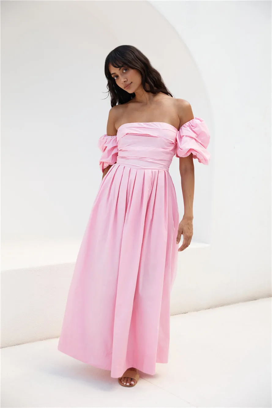 Bella Off-Shoulder Maxi Dress Pink