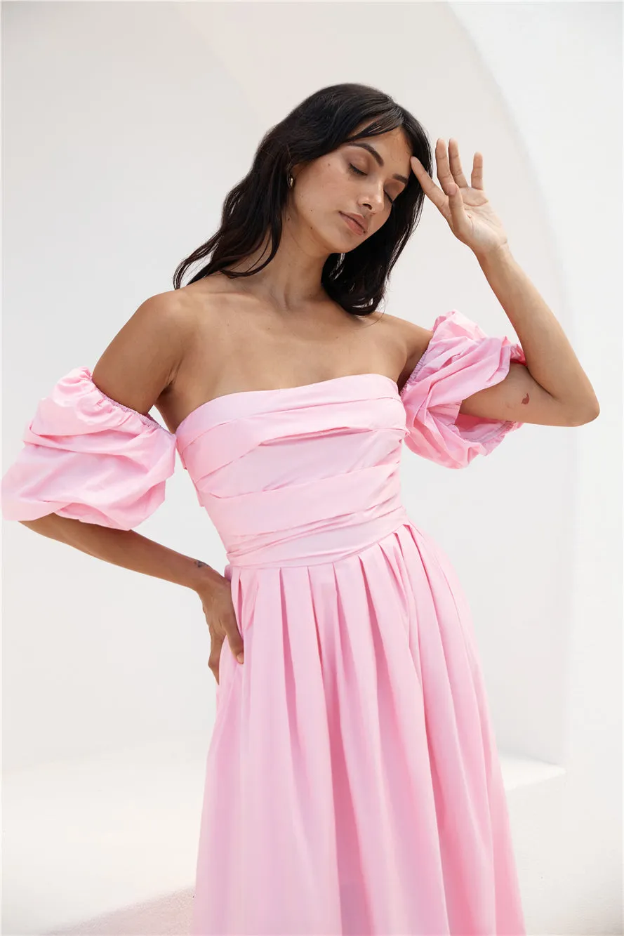 Bella Off-Shoulder Maxi Dress Pink