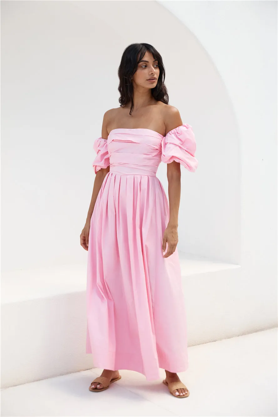 Bella Off-Shoulder Maxi Dress Pink