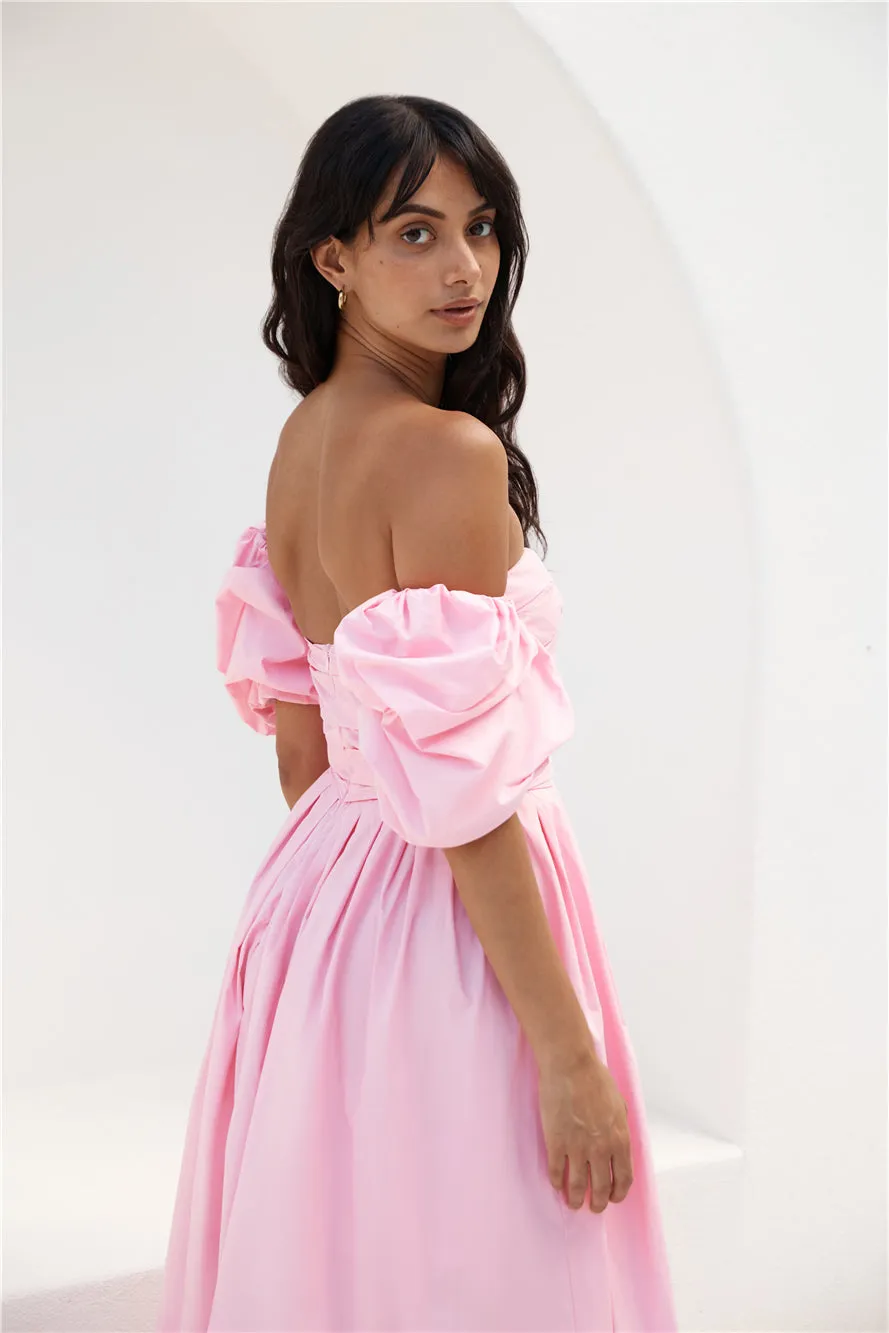 Bella Off-Shoulder Maxi Dress Pink