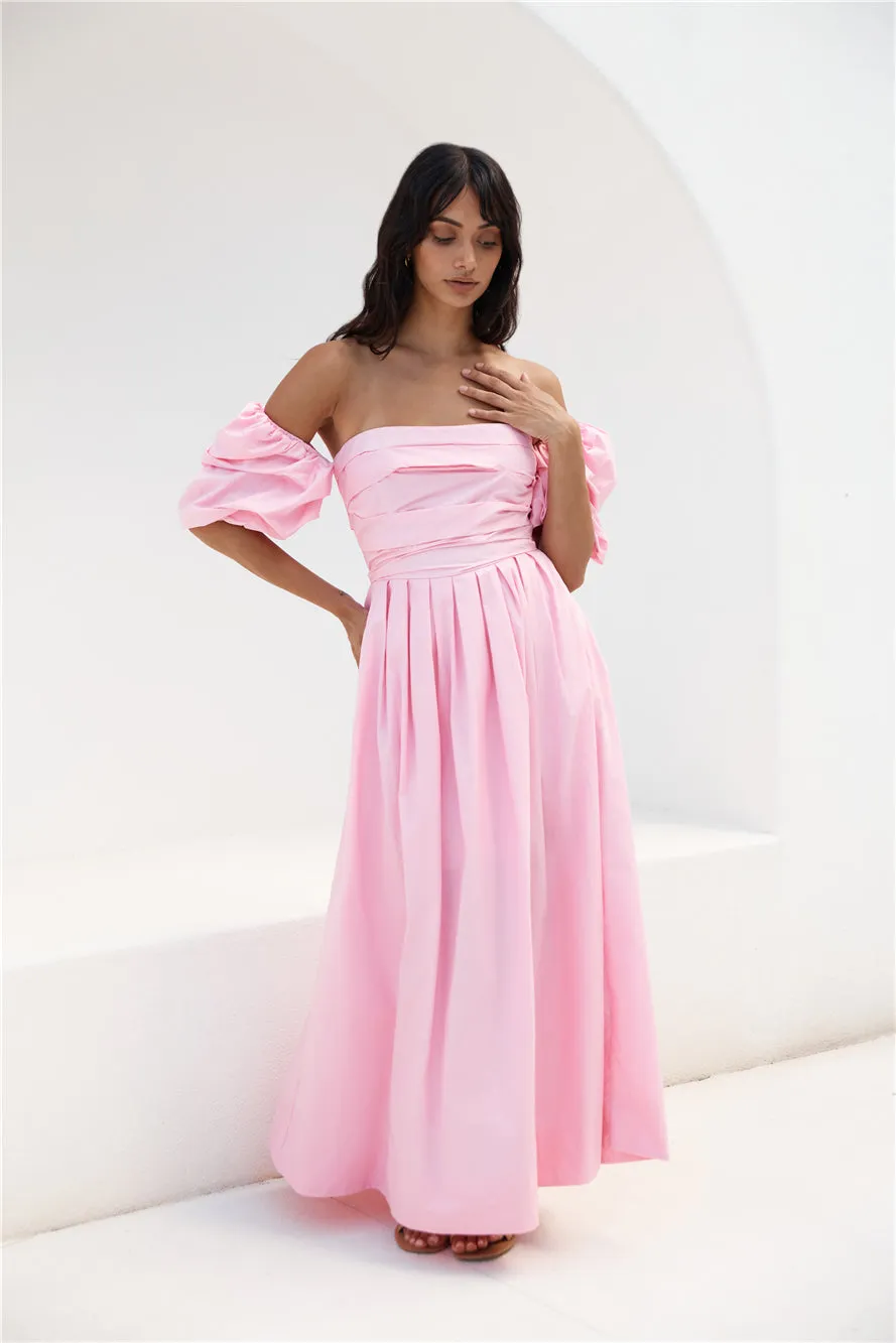 Bella Off-Shoulder Maxi Dress Pink