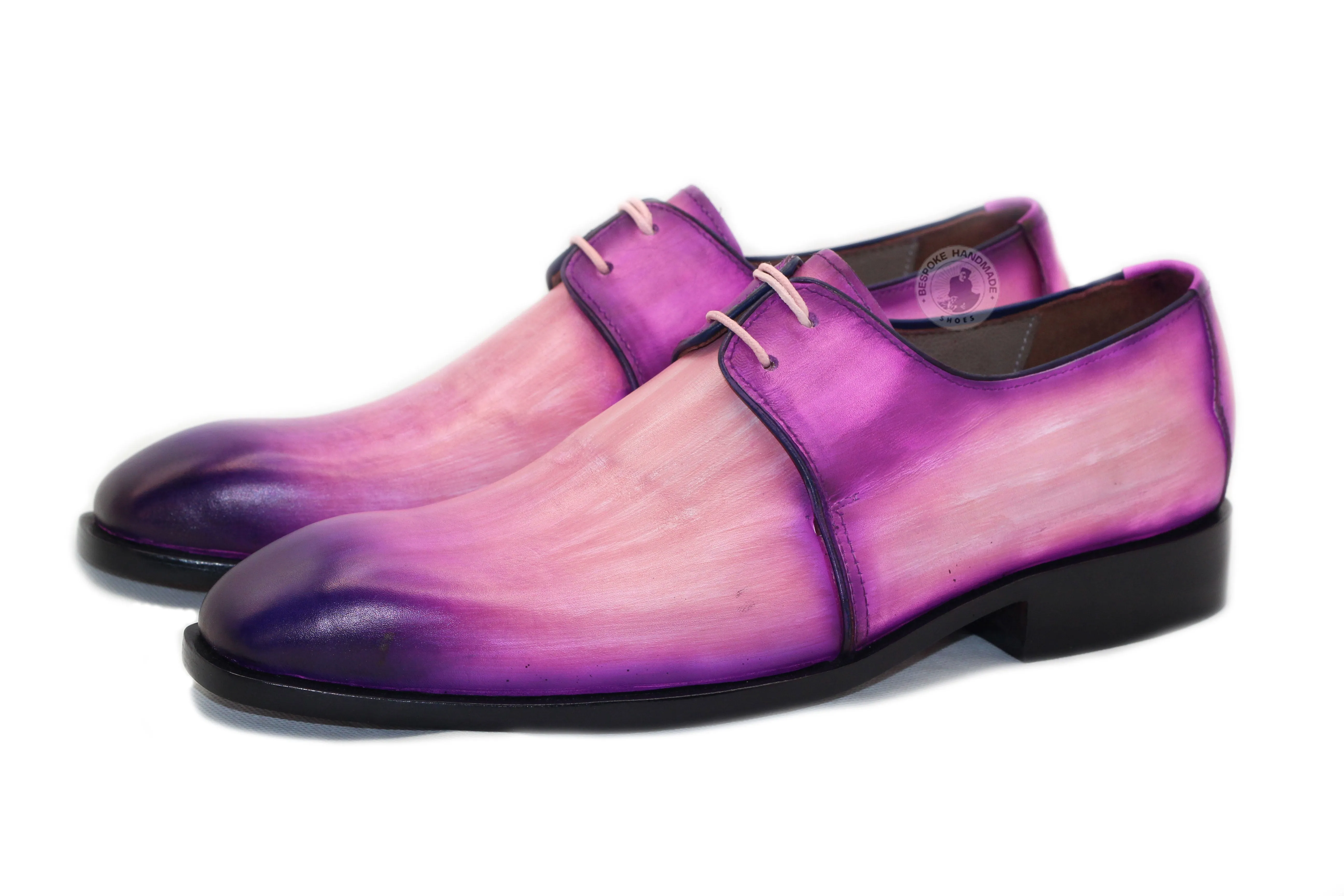 Bespoke Pink and Purple Shaded Oxford Lace Up Handmade Leather Shoes