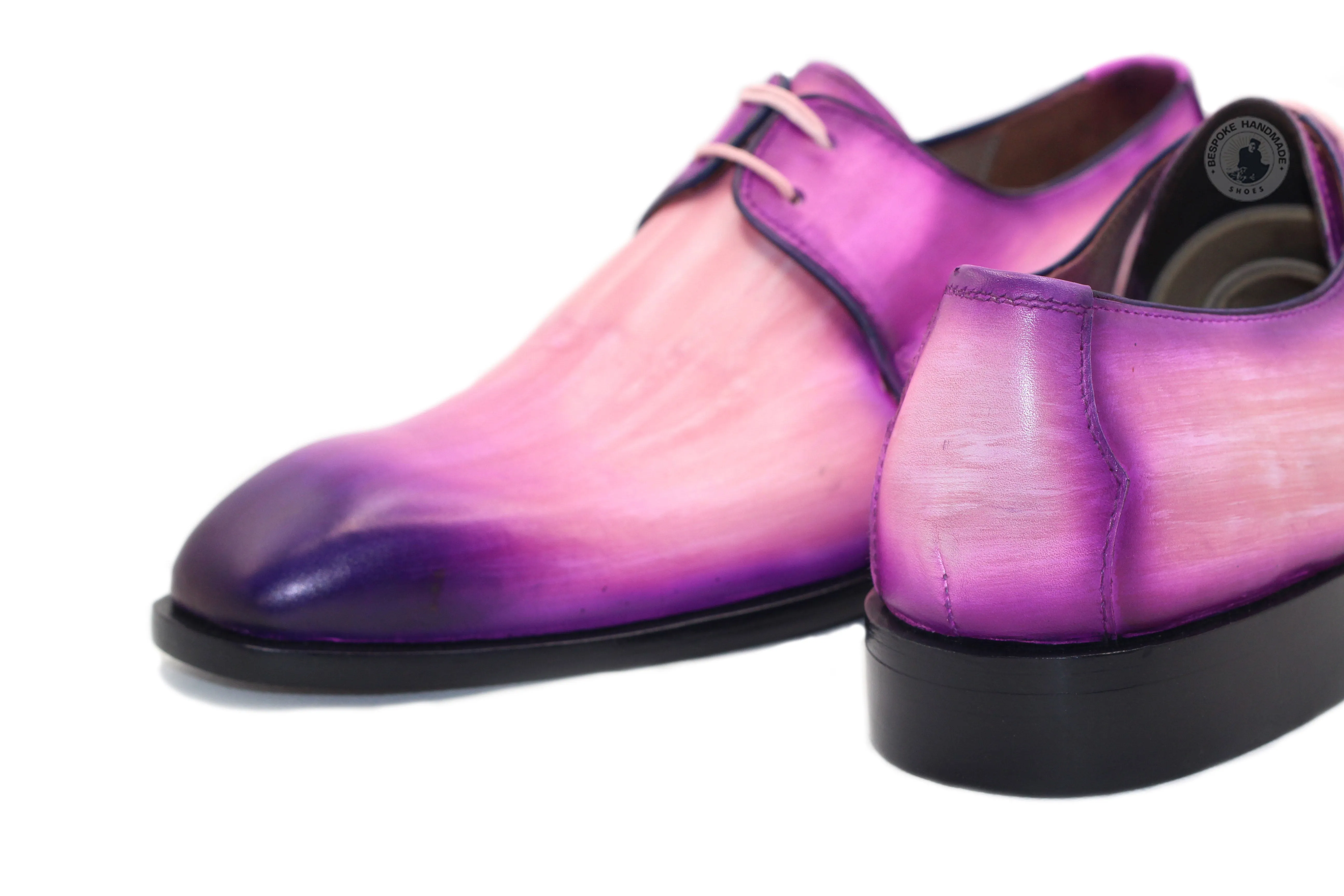 Bespoke Pink and Purple Shaded Oxford Lace Up Handmade Leather Shoes