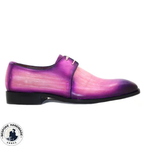 Bespoke Pink and Purple Shaded Oxford Lace Up Handmade Leather Shoes