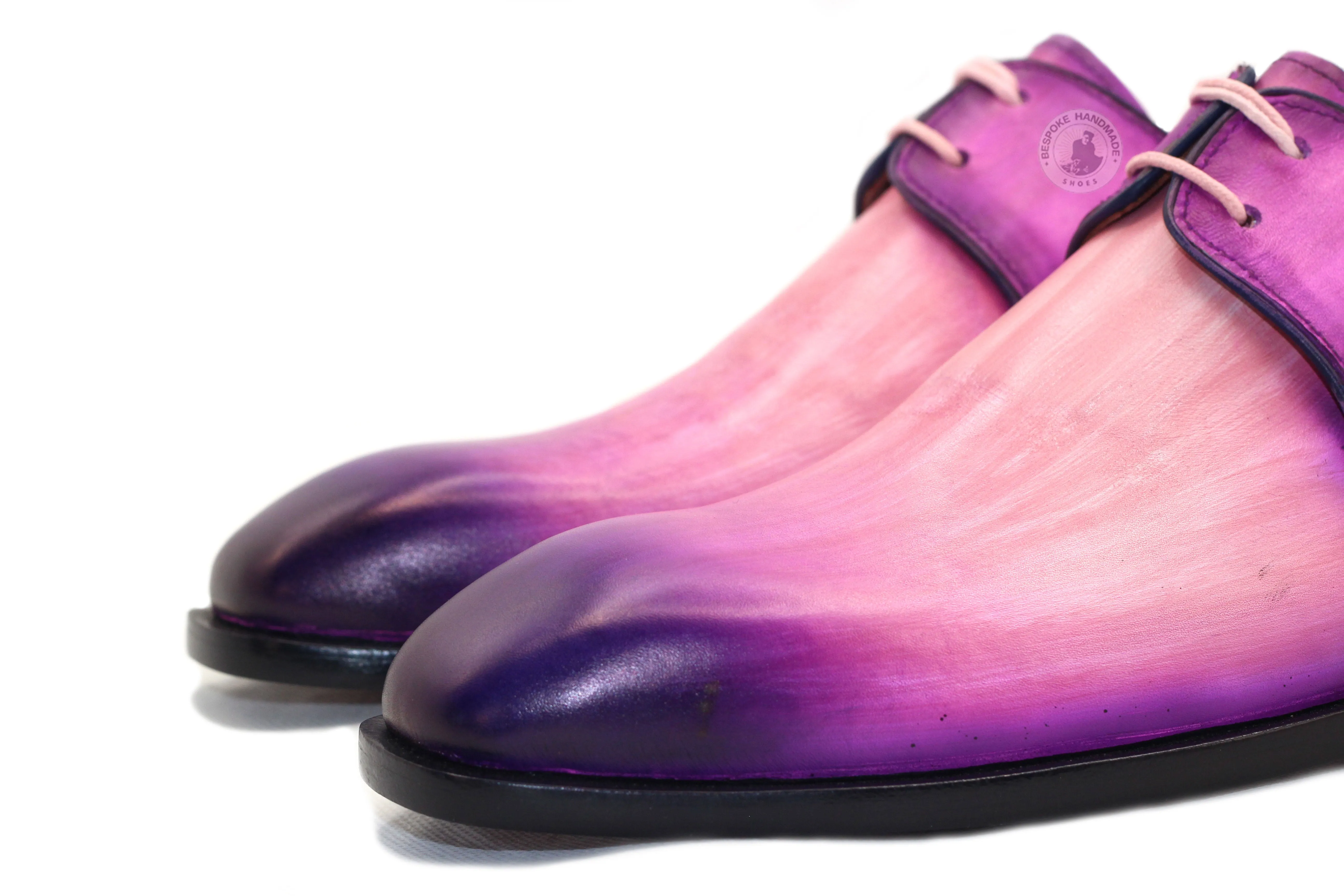 Bespoke Pink and Purple Shaded Oxford Lace Up Handmade Leather Shoes