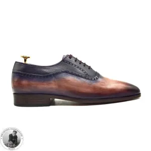 Bespoke Real Leather Shoes, Two Tone Oxford Wholecut Lace up Dress / Formal Shoe