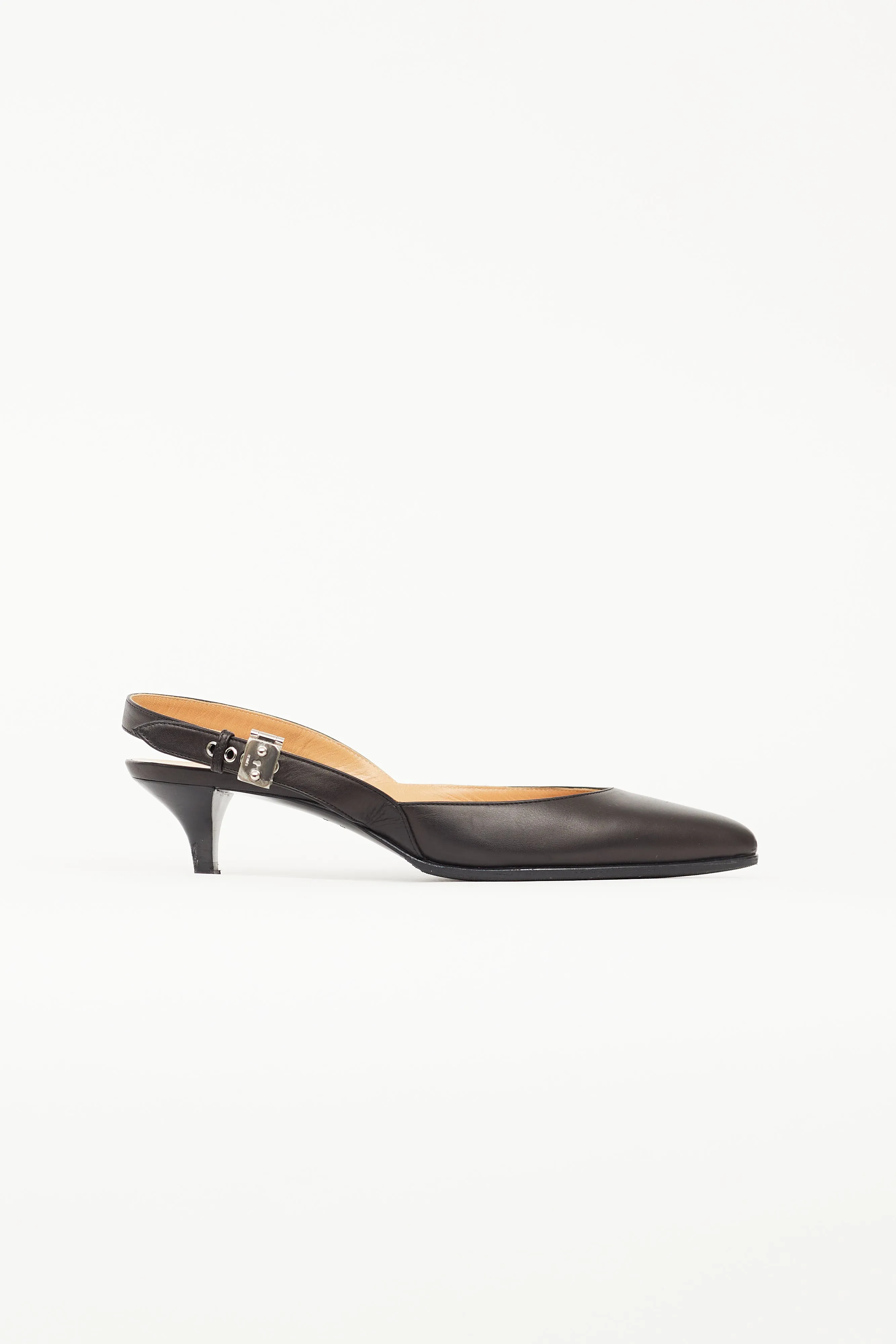 Black Leather Slingback Heel