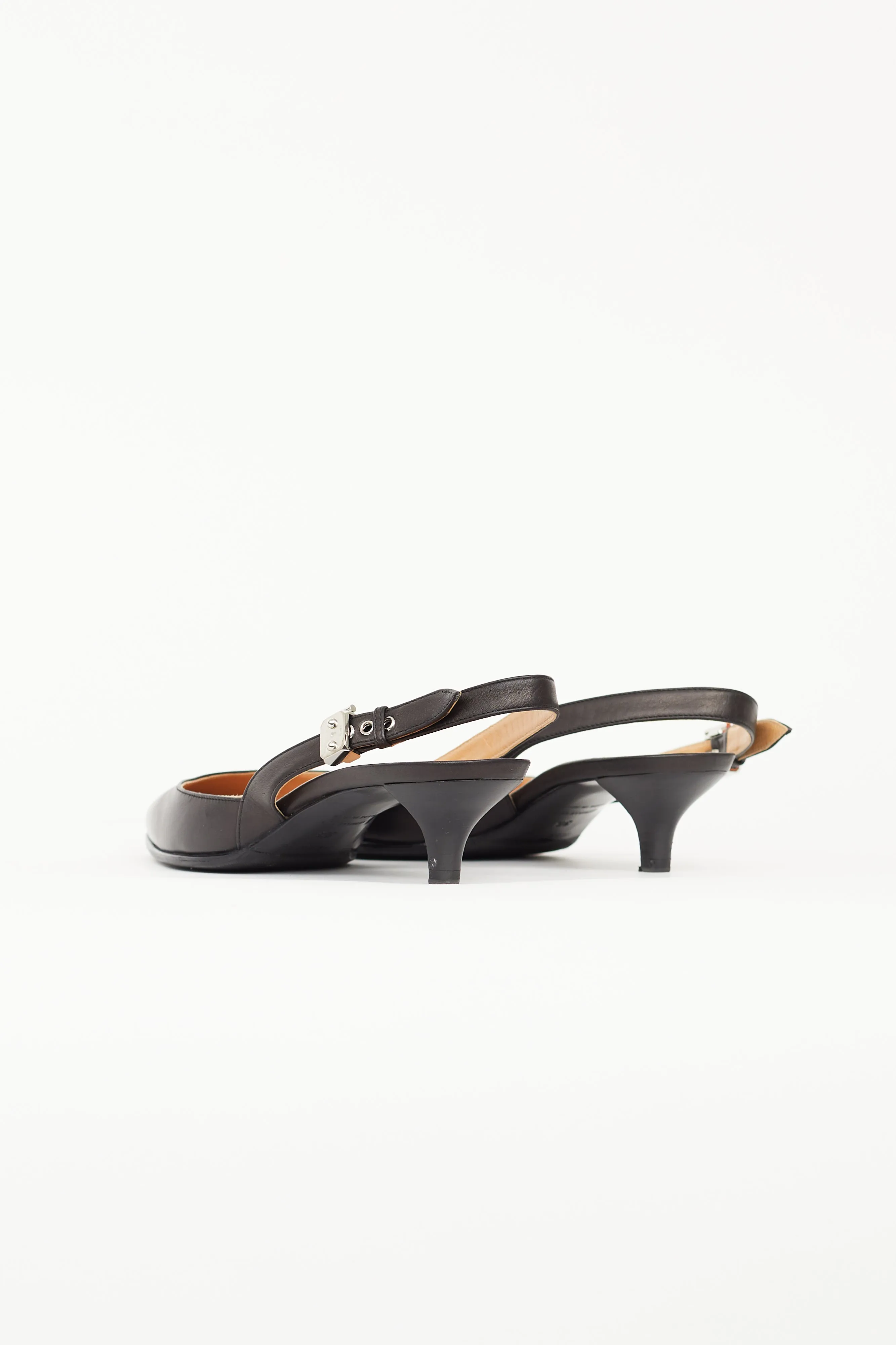 Black Leather Slingback Heel