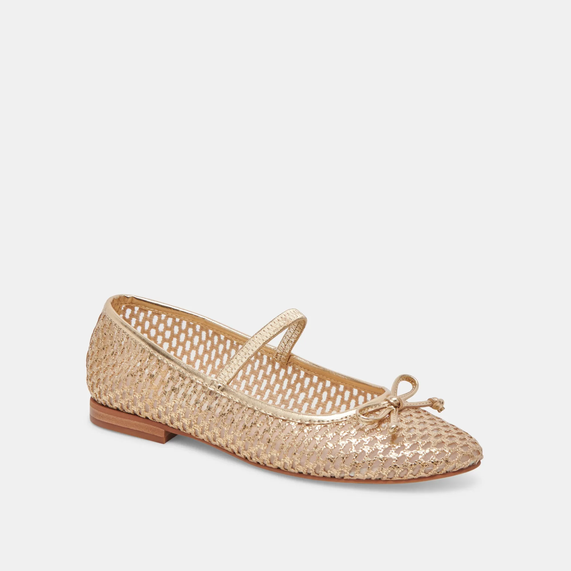 CARIN RAFFIA BALLET FLATS GOLD RAFFIA