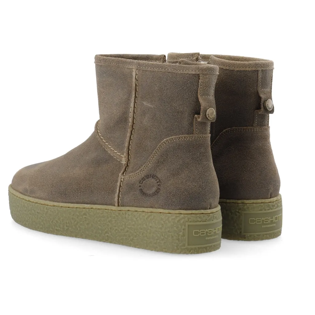 CASCAMILLA Boot W. Inside Zip Semi Warm Lining Oil Suede