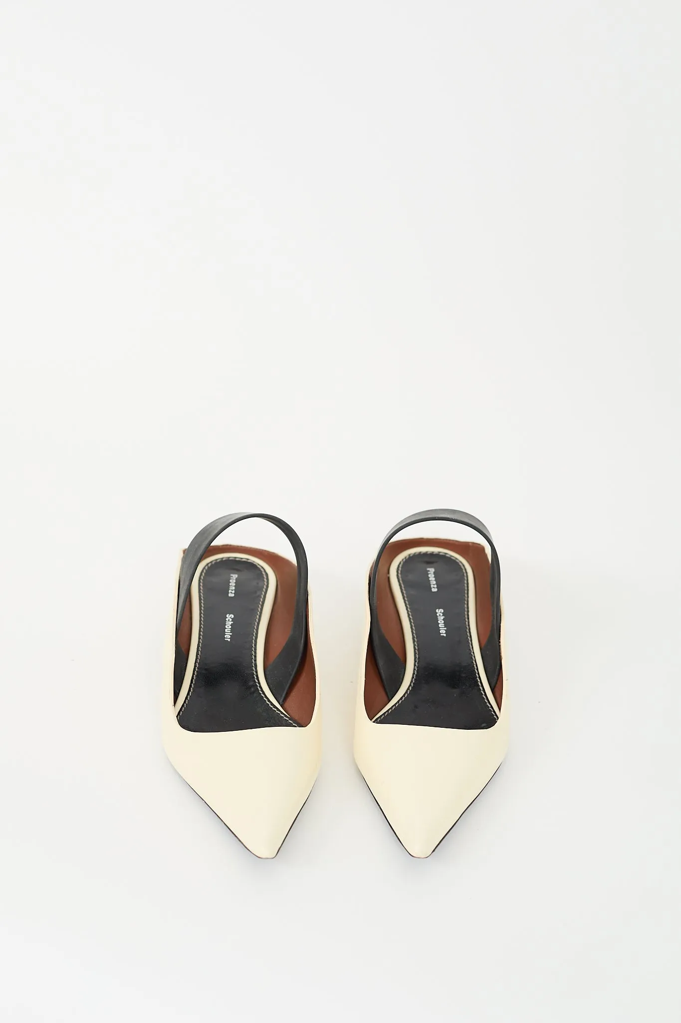 Cream Leather Pointed Toe Mule