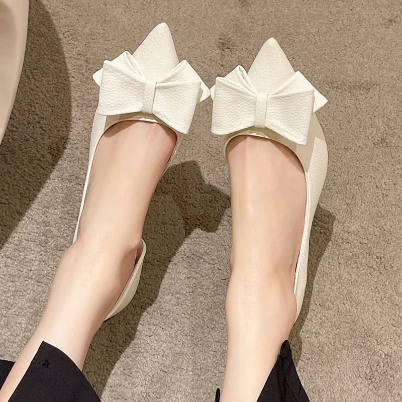 Dainty Comma Style Heels with Bow Accent Shoes