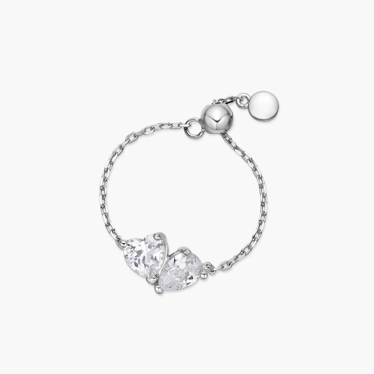 Dainty Pear X Heart Chain Ring