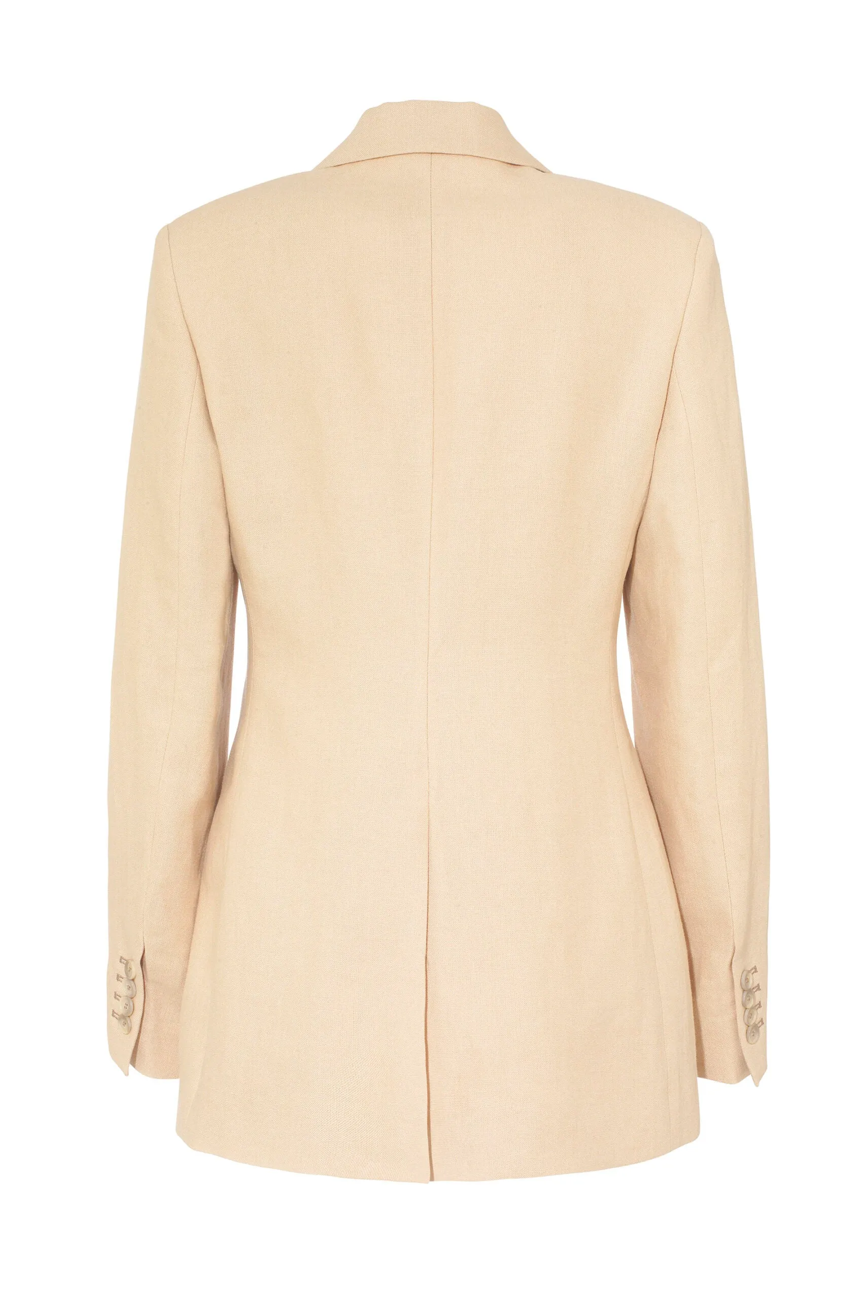 Double Breasted Blazer in Neutral Linen by Anna James