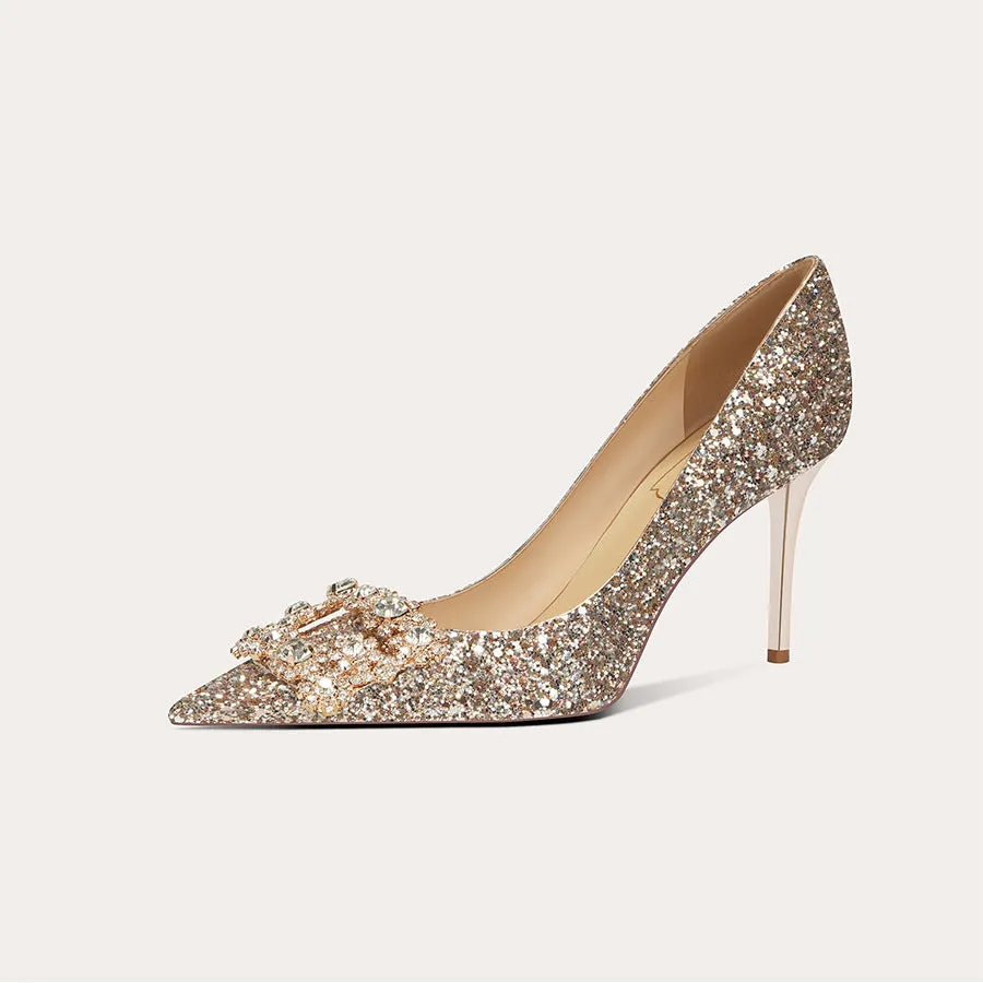 Elegant High Heels with Diamond Point Toe Party Shoes