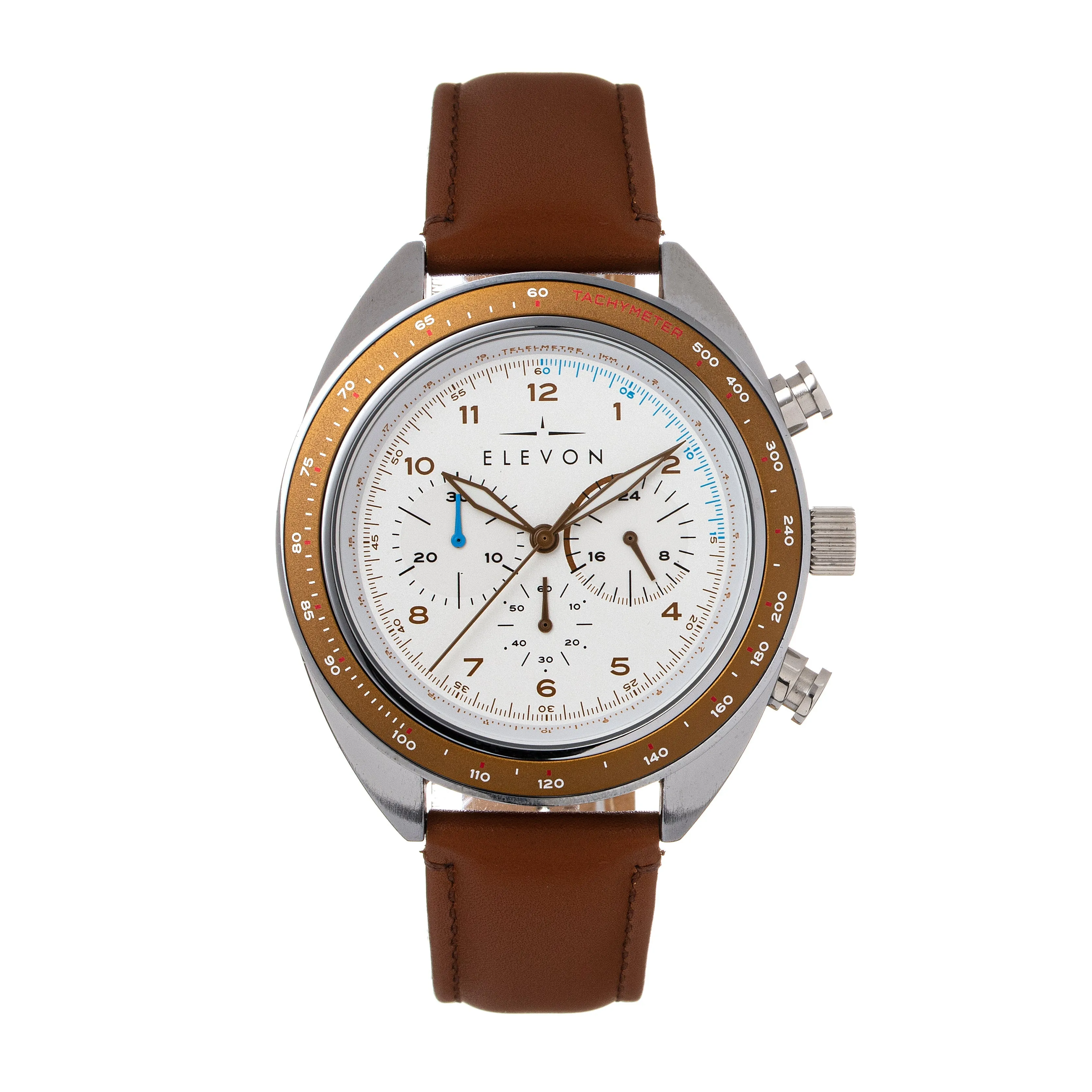 Elevon Bombardier Chronograph Leather-Strap Watch - Bronze