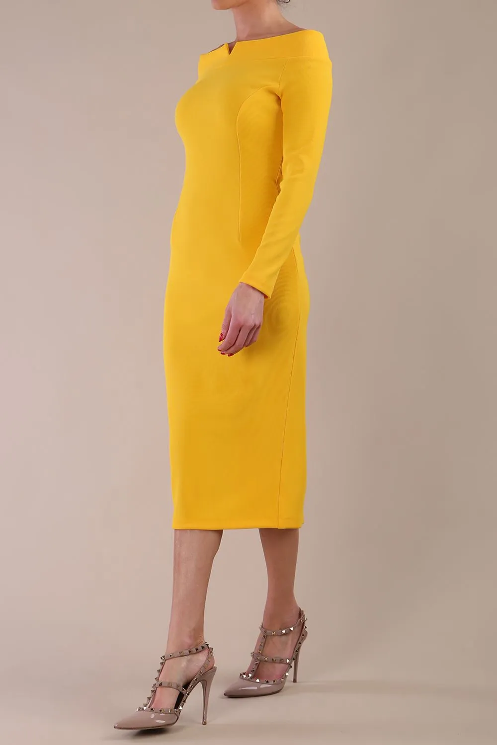 Faye Off Shoulder Long Sleeve Midi Dress