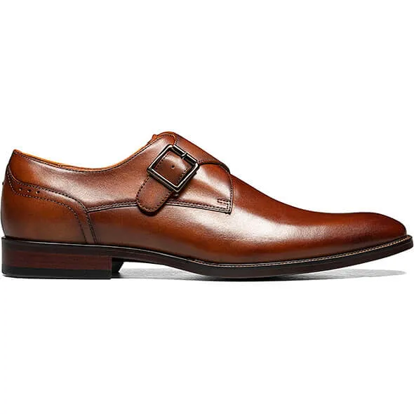 Floresheim Mens Cognac Plain Toe Single Monk Strap Shoes