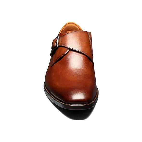 Floresheim Mens Cognac Plain Toe Single Monk Strap Shoes