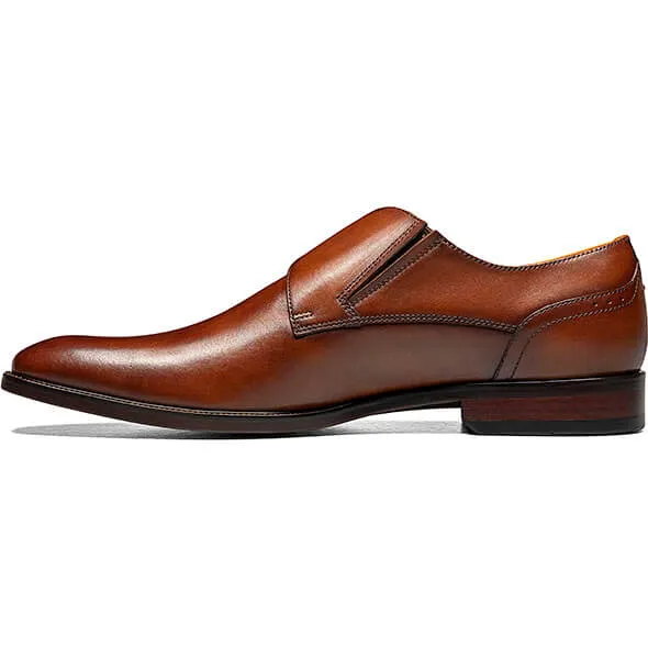 Floresheim Mens Cognac Plain Toe Single Monk Strap Shoes