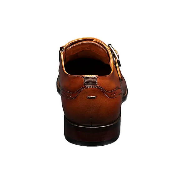 Floresheim Mens Cognac Plain Toe Single Monk Strap Shoes