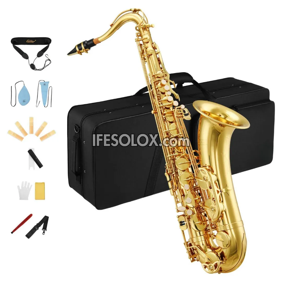 Golden Tenor B-Flat Saxophone for Professionals and Concerts - Brand New