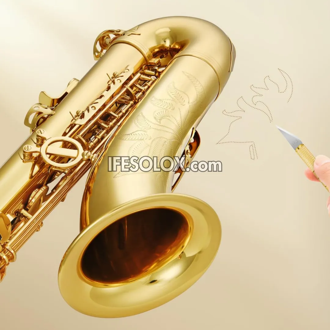 Golden Tenor B-Flat Saxophone for Professionals and Concerts - Brand New