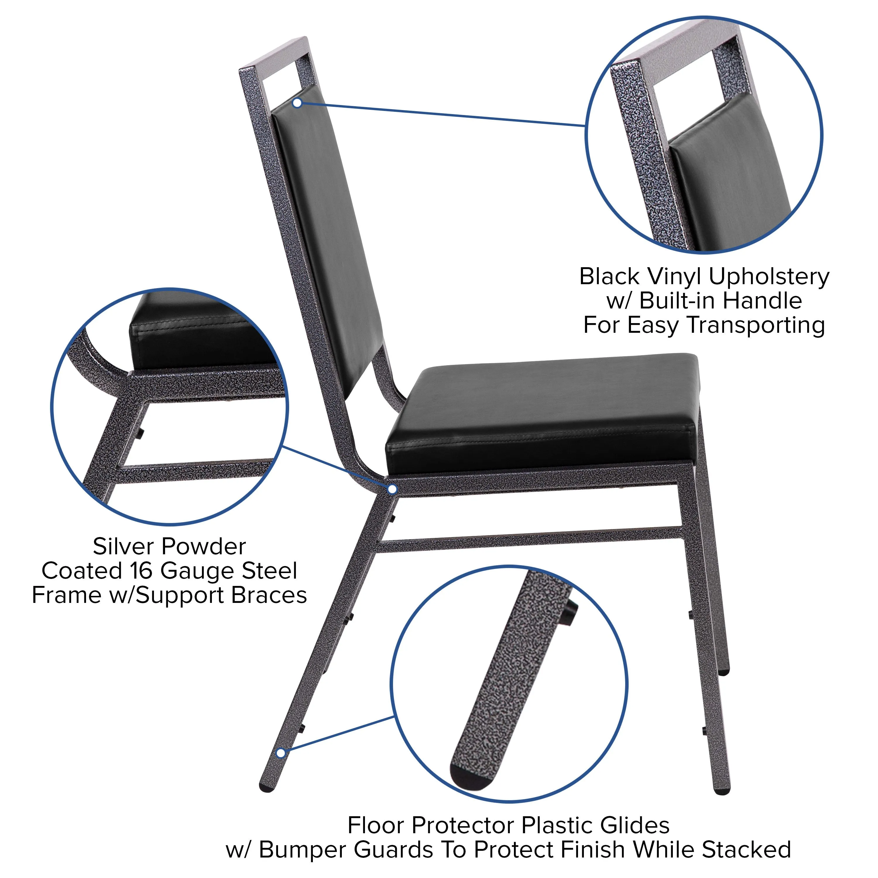 HERCULES Series Square Back Stacking Banquet Chair with Silvervein Frame