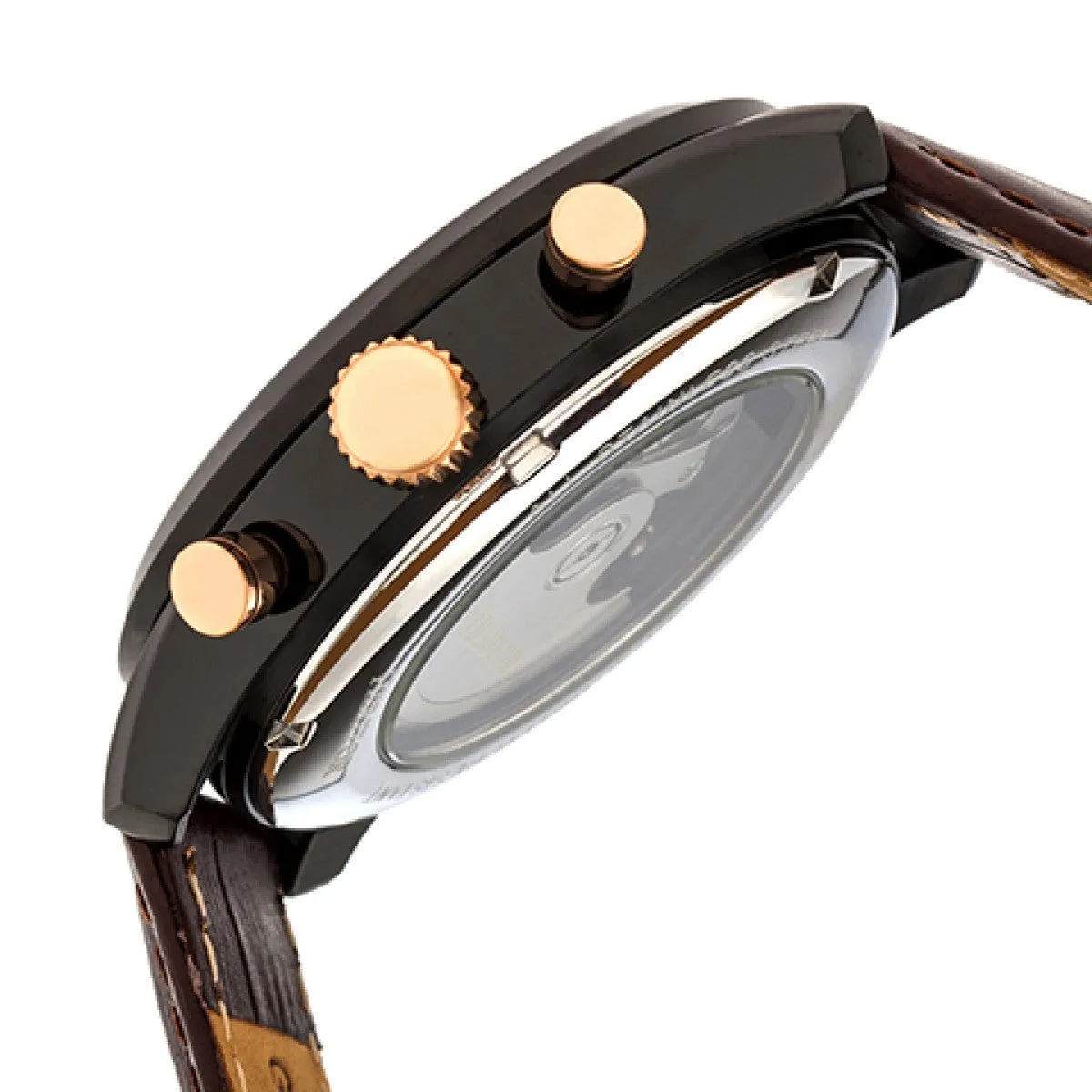 Heritor Automatic Benedict Leather-Band Watch w/ Day/Date - Black/Dark Brown