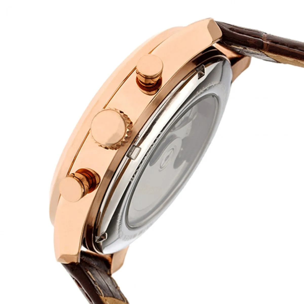 Heritor Automatic Benedict Leather-Band Watch w/ Day/Date - Rose Gold/Silver