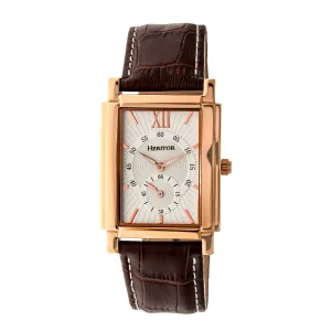 Heritor Automatic Frederick Leather-Band Watch - Rose Gold/Silver