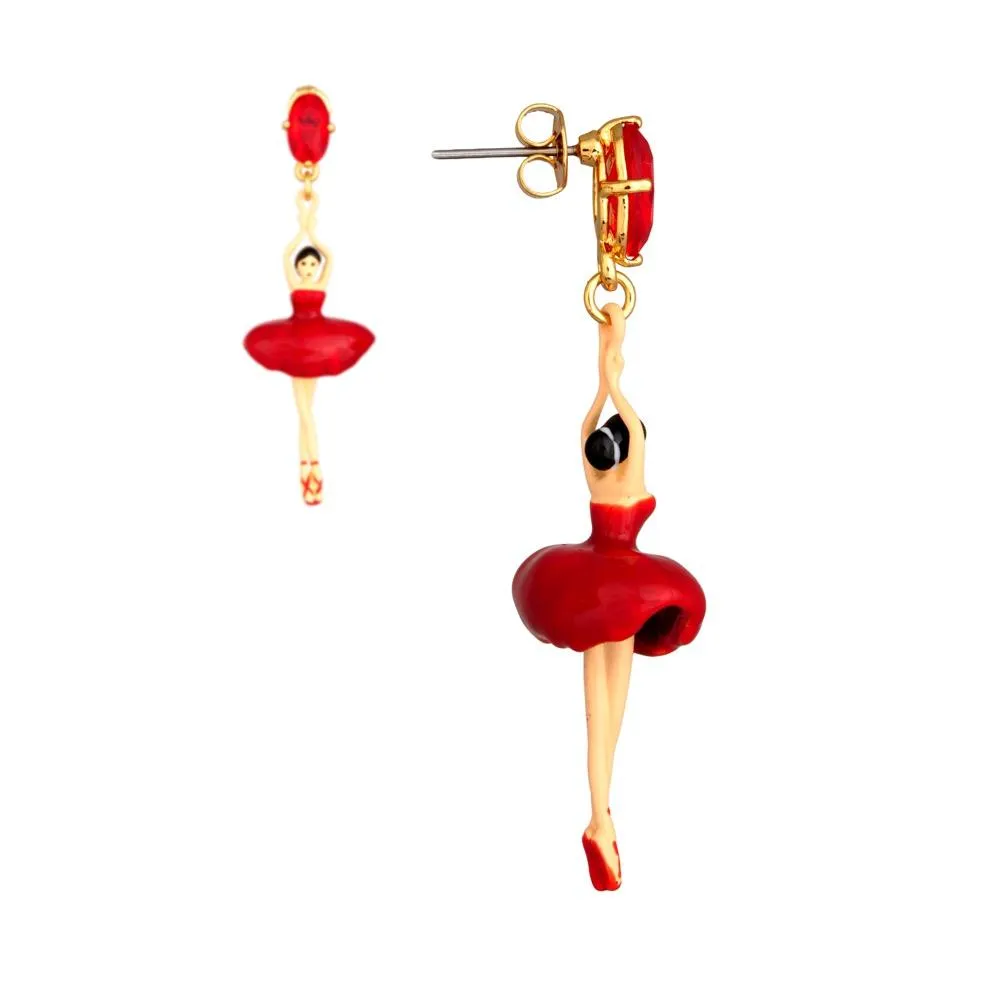 LES NÉRÉIDES Red Ballerina Stud Earrings