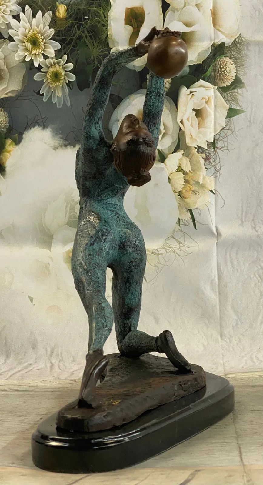 Lovely Vintage Deco French Bronze Nude Female Gymnast Acrobat Statue LTD EDTION