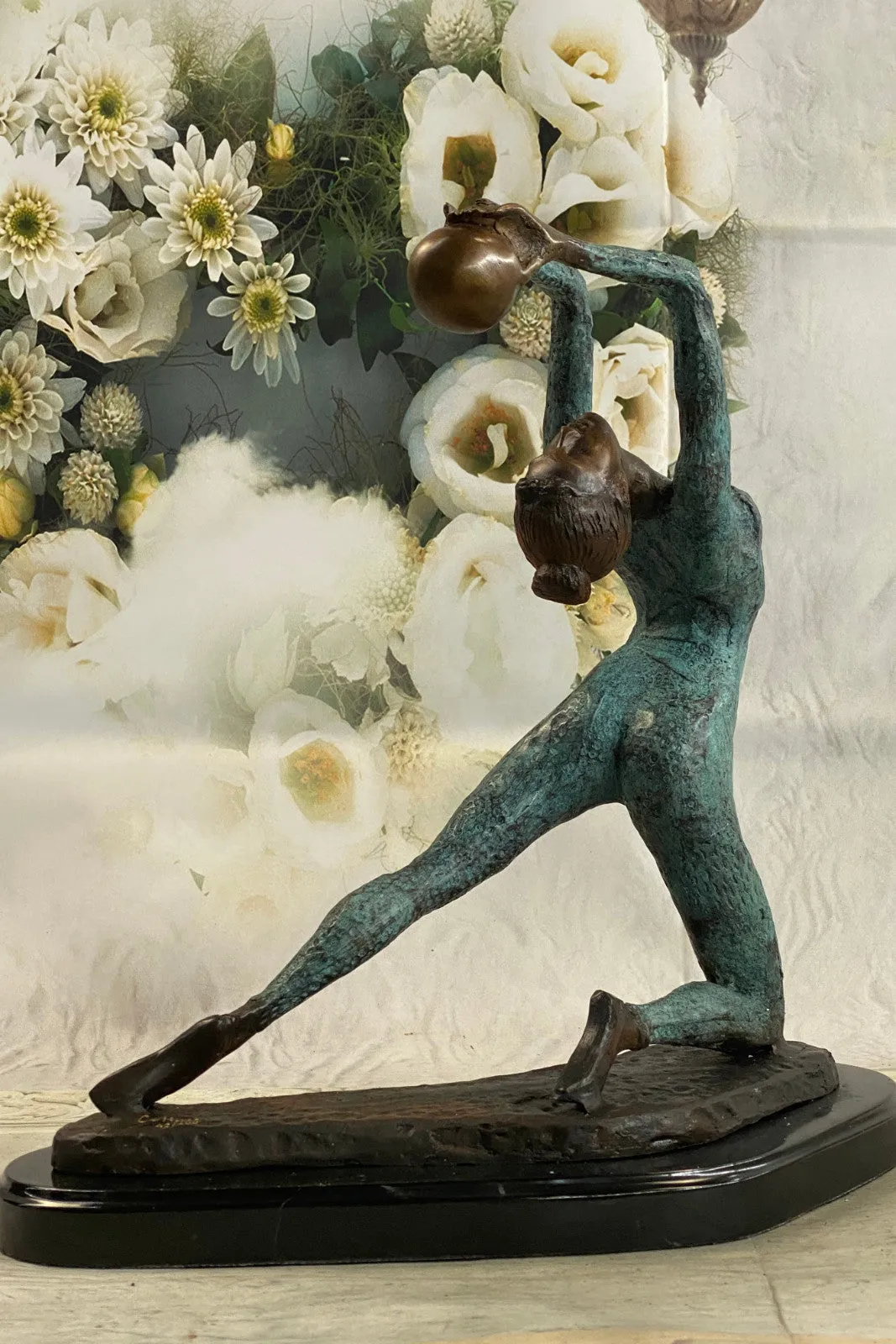 Lovely Vintage Deco French Bronze Nude Female Gymnast Acrobat Statue LTD EDTION