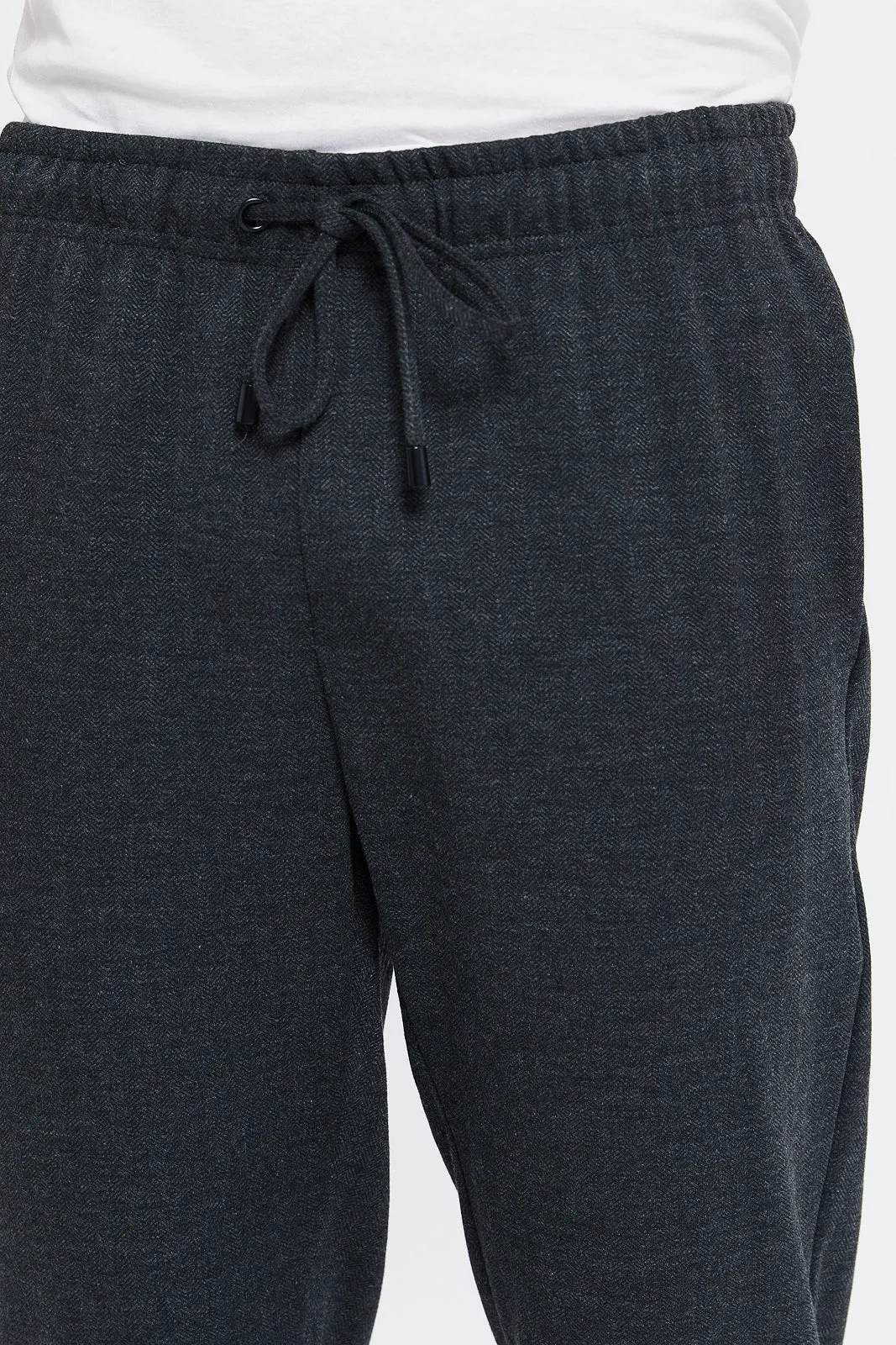 Men Charcoal Pull-On Trousers