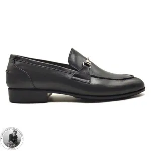 Men Handmade Pure Black Leather Shoe, Slip On Buckle Loafer Dress/Formal Shoes For Men's