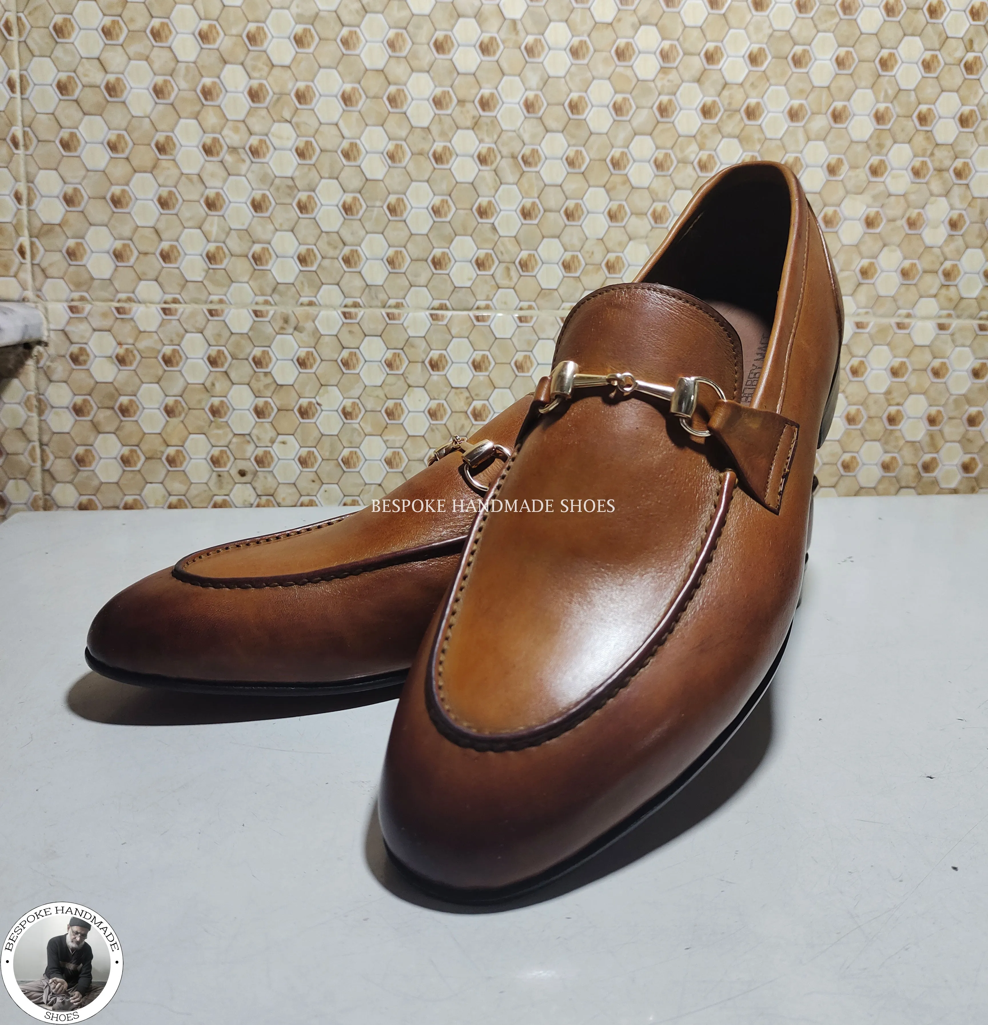 Men Handmade Pure Brown Leather Shoe, Slip On Buckle Loafer Dress/Formal Shoes For Men's